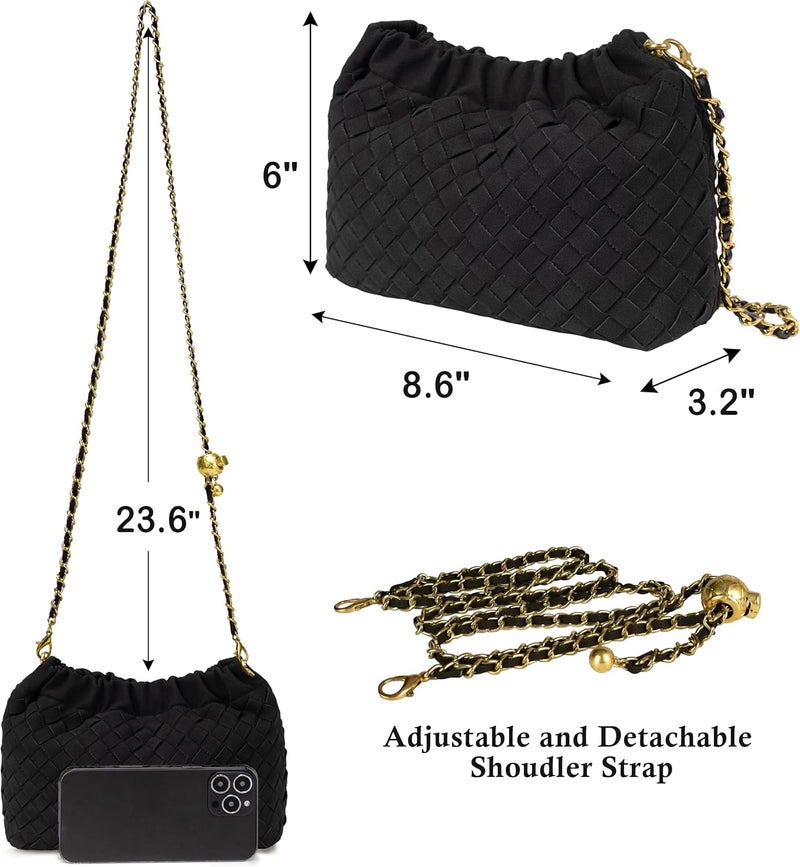 Joryin Woven Women's Crossbody Bag & Evening Purse, Trendy Dumpling Clutch & Hobo Cloud Shoulder Bag Trendy Dumpling Clutch - Image 5